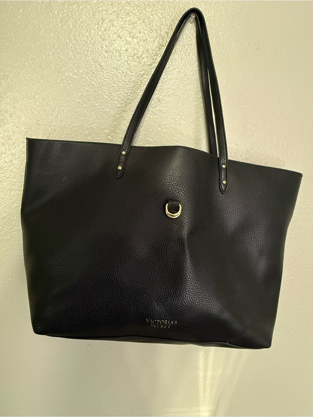 Victoria’s Secret Black Pebbled Tote Bag with Red XOXO Wristlet